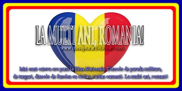 Felicitari de 1 Decembrie - La multi ani, Romania