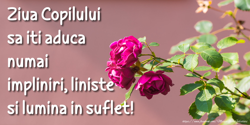 Ziua Copilului sa iti aduca numai impliniri, liniste si lumina in suflet!