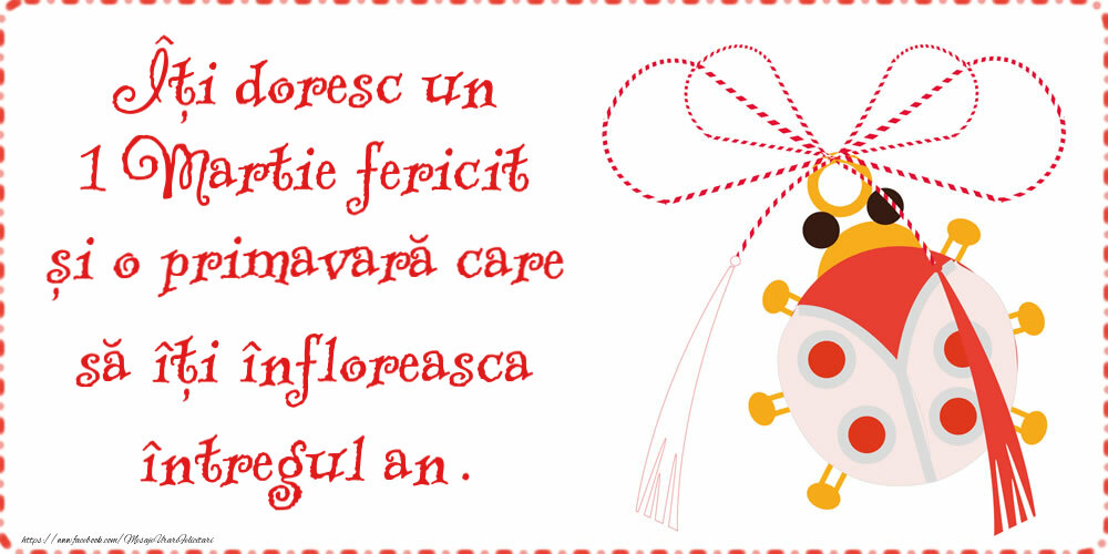 Urare de 1 Martie cu un mărțișor buburuză