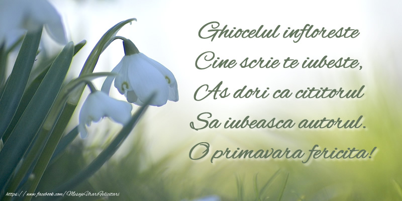 Ghiocelul infloreste Cine scrie te iubeste ... O primavara fericita!