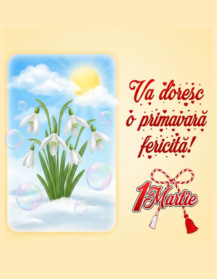 Felicitari de 1 Martie - Un 1 Martie fericit și o primăvară frumoasă - mesajeurarifelicitari.com