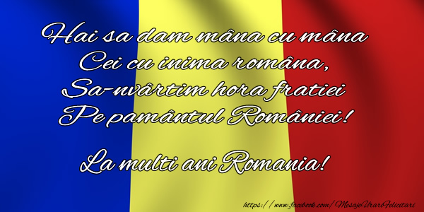 Hai sa dam mana cu mana ... La multi ani Romania!