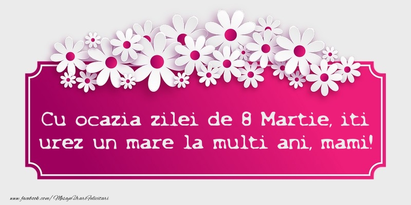 Cu ocazia zilei de 8 Martie, iti urez un mare la multi ani, mami!