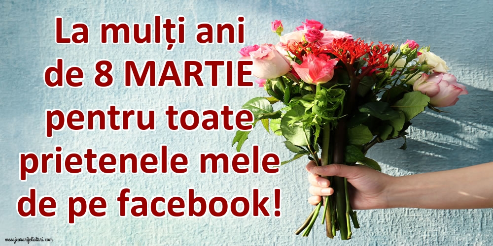 Felicitari de 8 Martie - La mulți ani de 8 Martie pentru toate prietenele mele de pe facebook! - mesajeurarifelicitari.com
