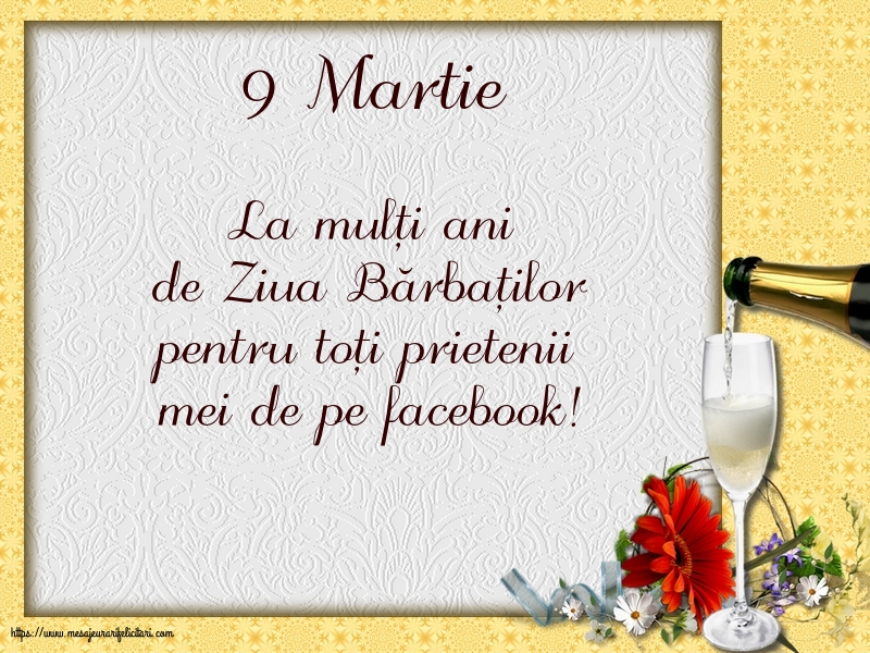 9 Martie - La mulți ani de Ziua Bărbaților pentru toți prietenii mei de pe facebook!