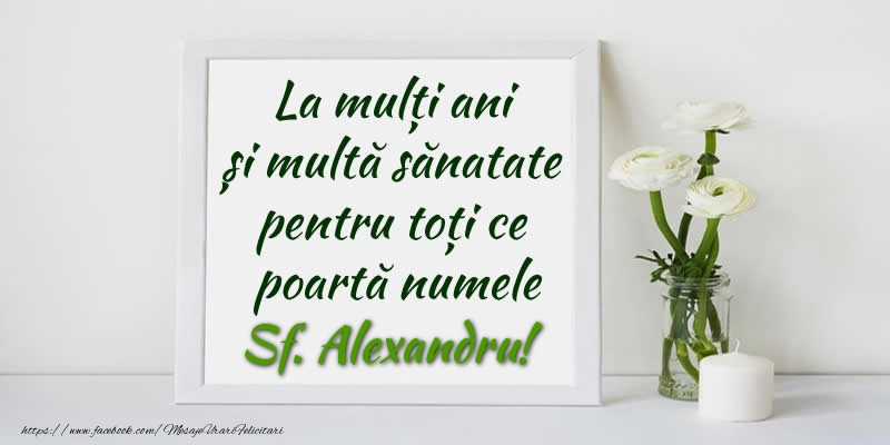Felicitari de Sfantul Alexandru - La multi ani  si multa sanatate pentru toti ce poarta numele Sf. Alexandru! - mesajeurarifelicitari.com