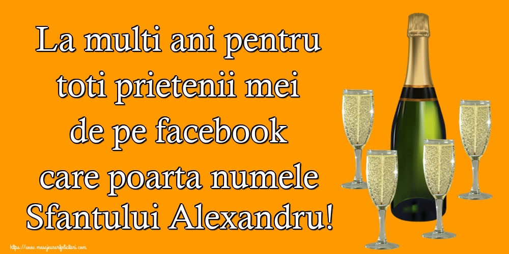 Felicitari de Sfantul Alexandru - La multi ani pentru toti prietenii mei de pe facebook care poarta numele Sfantului Alexandru! - mesajeurarifelicitari.com