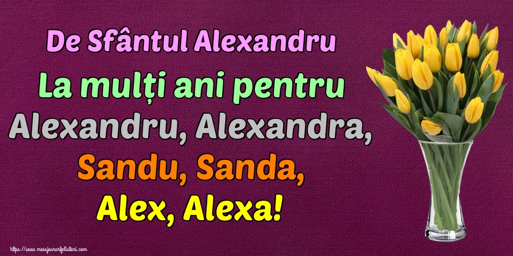 De Sfântul Alexandru La mulți ani pentru Alexandru, Alexandra, Sandu, Sanda, Alex, Alexa!