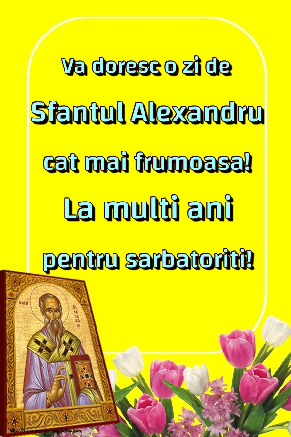Va doresc o zi de Sfantul Alexandru cat mai frumoasa! La multi ani pentru sarbatoriti!