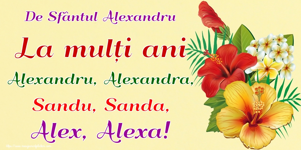 Felicitari de Sfantul Alexandru - De Sfântul Alexandru La mulți ani Alexandru, Alexandra, Sandu, Sanda, Alex, Alexa! - mesajeurarifelicitari.com