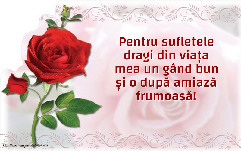 Felicitari de Amiaza - Pentru sufletele dragi din viața mea - mesajeurarifelicitari.com