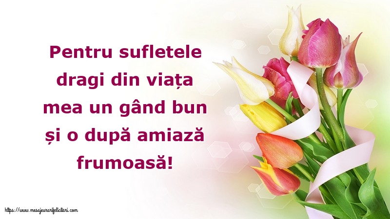 Felicitari de Amiaza - Pentru sufletele dragi din viața mea - mesajeurarifelicitari.com