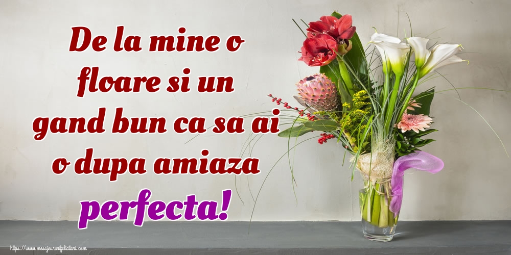 Felicitari de Amiaza - De la mine o floare si un gand bun ca sa ai o dupa amiaza perfecta! - mesajeurarifelicitari.com