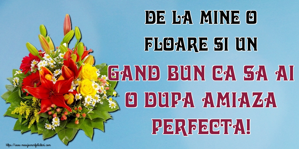 De la mine o floare si un gand bun ca sa ai o dupa amiaza perfecta!