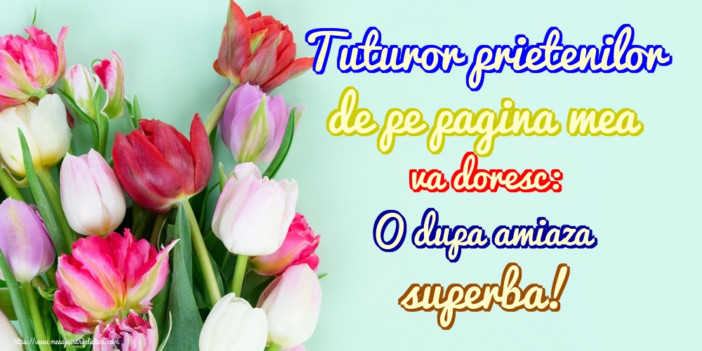 Tuturor prietenilor de pe pagina mea va doresc: O dupa amiaza superba!