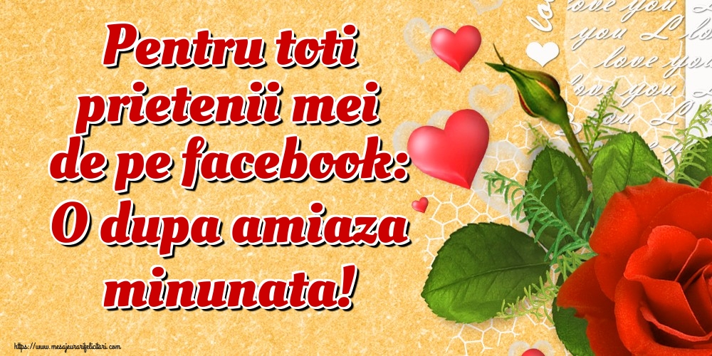 Pentru toti prietenii mei de pe facebook: O dupa amiaza minunata!