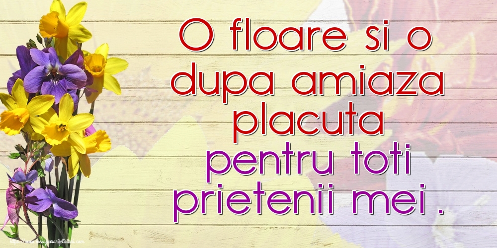 Felicitari de Amiaza - O floare si o dupa amiaza placuta pentru toti prietenii mei. - mesajeurarifelicitari.com