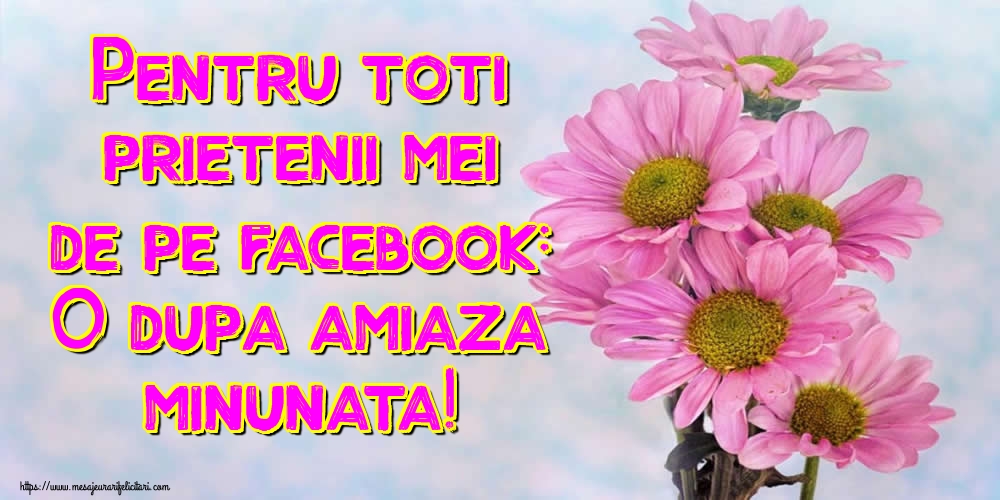 Cele mai apreciate felicitari de Amiaza - Pentru toti prietenii mei de pe facebook: O dupa amiaza minunata!