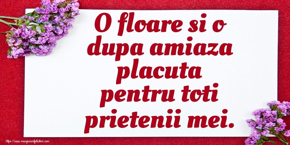 O floare si o dupa amiaza placuta pentru toti prietenii mei.