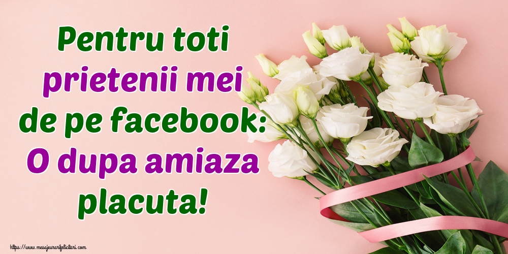 Pentru toti prietenii mei de pe facebook: O dupa amiaza placuta!