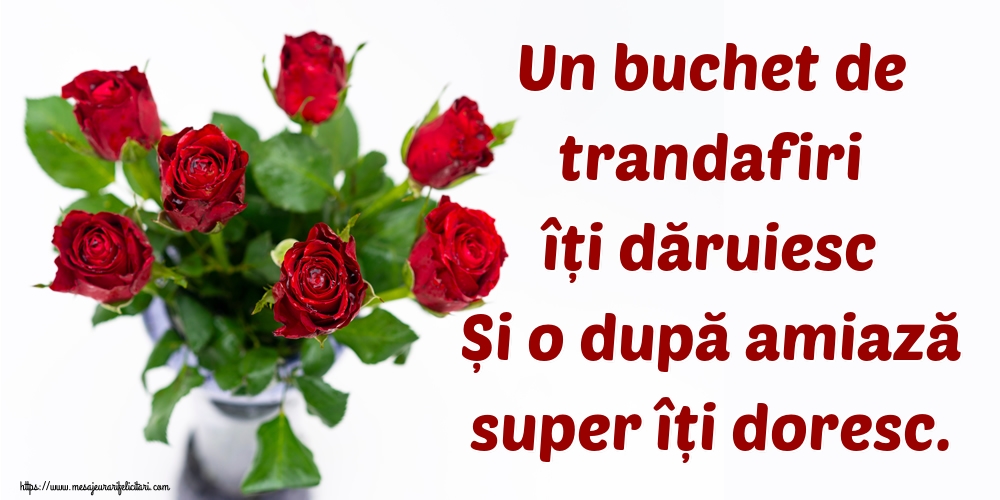 Un buchet de trandafiri îți dăruiesc Și o după amiază super îți doresc.