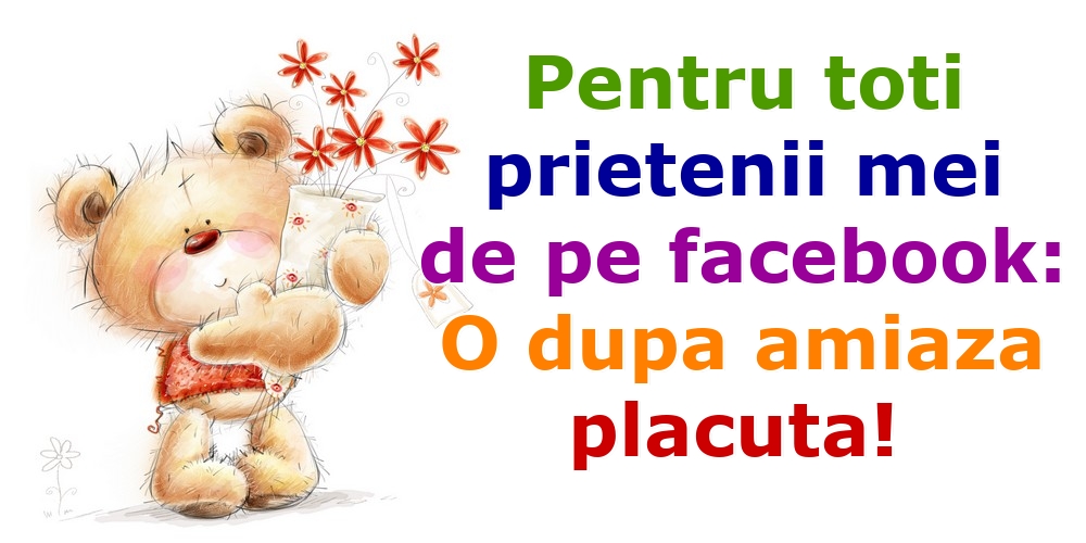 Pentru toti prietenii mei de pe facebook: O dupa amiaza placuta!