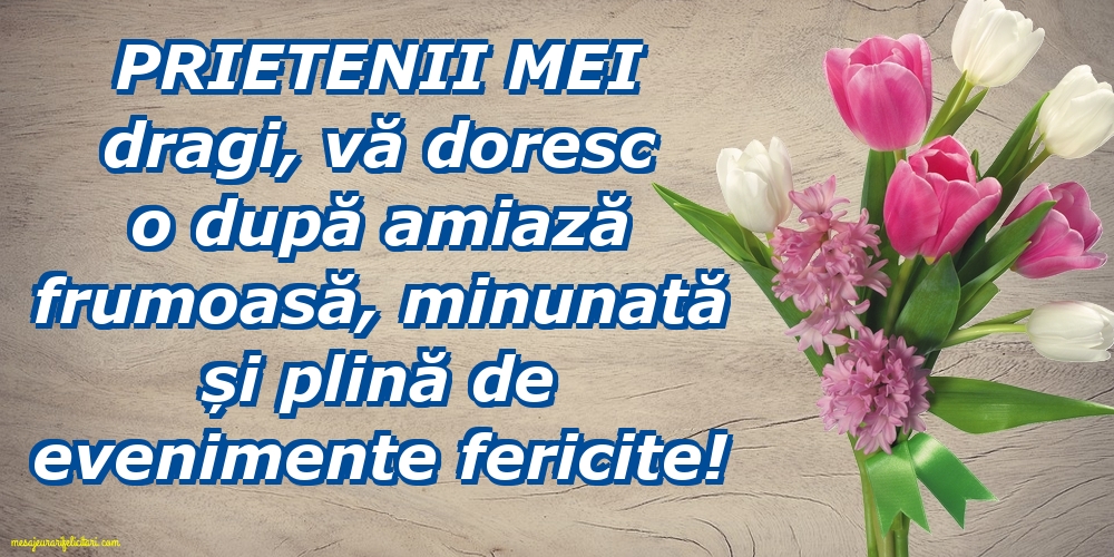 Prietenii mei dragi, vă doresc o după amiază frumoasă
