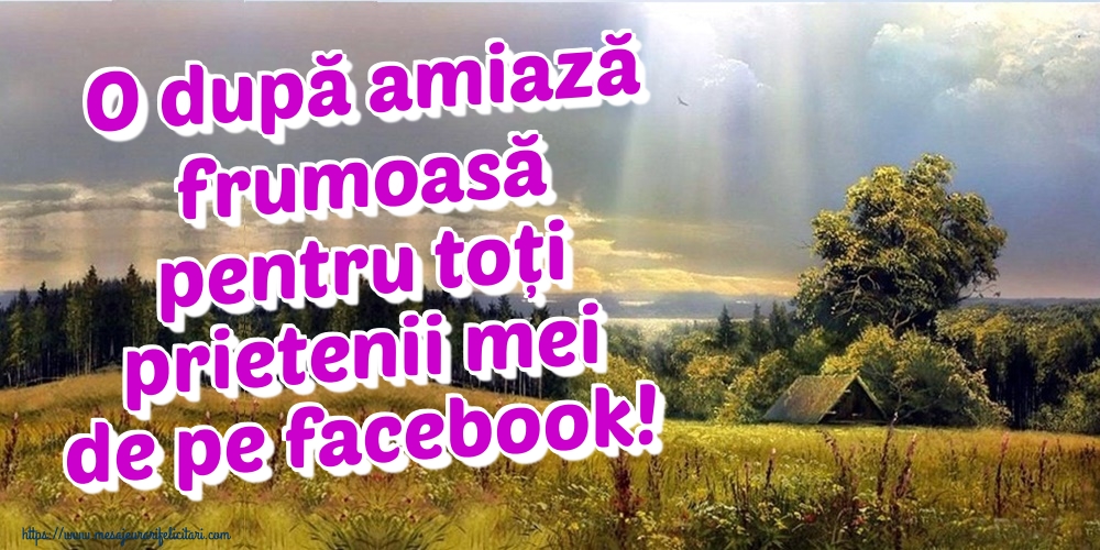 Felicitari de Amiaza - O după amiază frumoasă pentru toți prietenii mei de pe facebook! - mesajeurarifelicitari.com