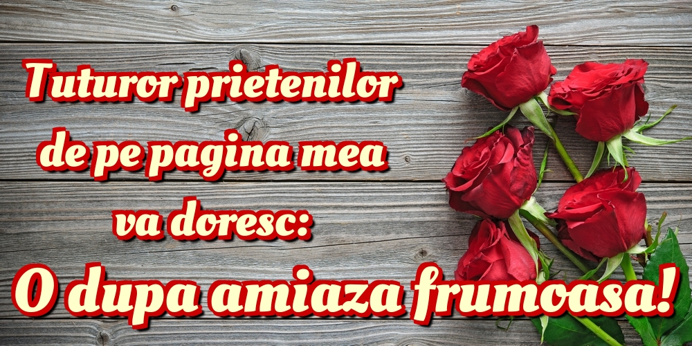 Tuturor prietenilor de pe pagina mea va doresc: O dupa amiaza frumoasa!