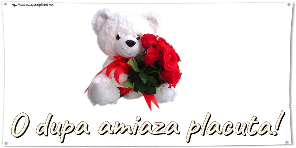 Amiaza O dupa amiaza placuta! ~ ursulet alb cu trandafiri rosii