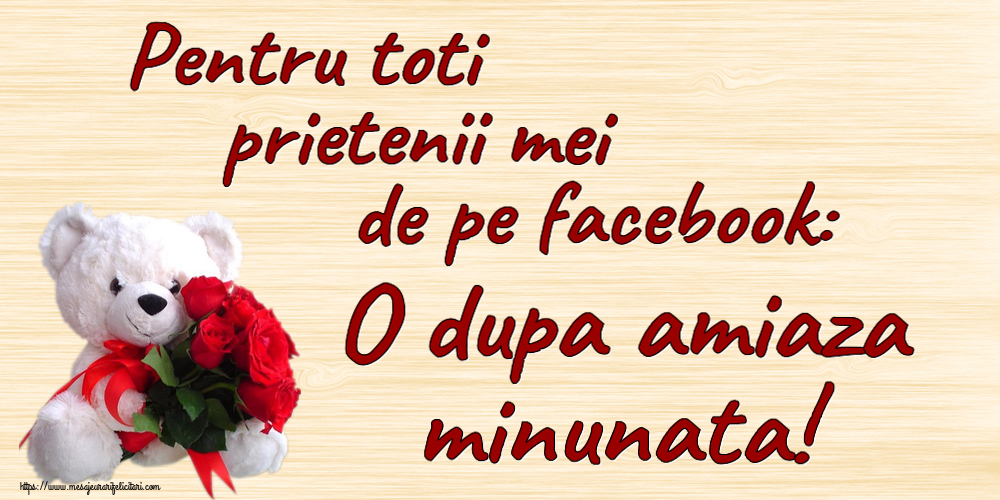Pentru toti prietenii mei de pe facebook: O dupa amiaza minunata! ~ ursulet alb cu trandafiri rosii