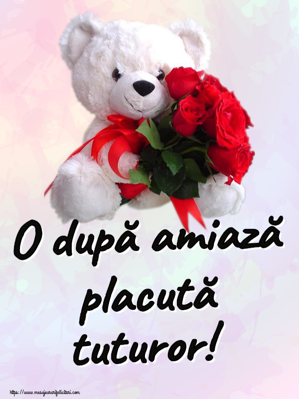 Amiaza O după amiază placută tuturor! ~ ursulet alb cu trandafiri rosii