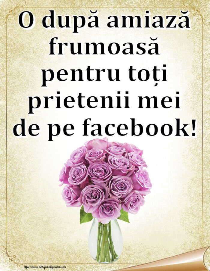 Amiaza O după amiază frumoasă pentru toți prietenii mei de pe facebook! ~ trandafiri mov în vază