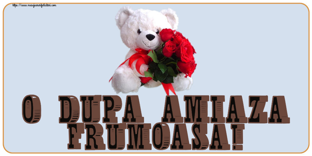 Felicitari de Amiaza - 🌼🥳 O dupa amiaza frumoasa! ~ ursulet alb cu trandafiri rosii - mesajeurarifelicitari.com