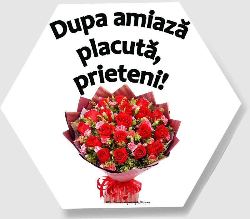 Felicitari de Amiaza - 🌼🥳 Dupa amiază placută, prieteni! ~ trandafiri roșii și garoafe - mesajeurarifelicitari.com