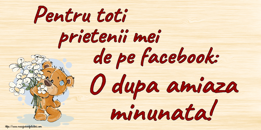 Amiaza Pentru toti prietenii mei de pe facebook: O dupa amiaza minunata! ~ ursulet cu flori