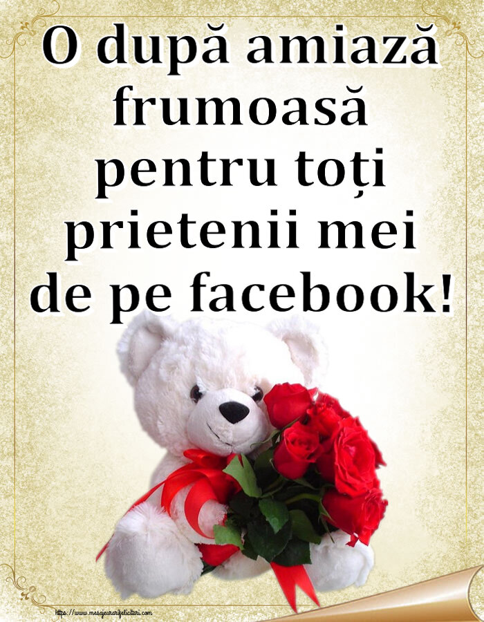 Amiaza O după amiază frumoasă pentru toți prietenii mei de pe facebook! ~ ursulet alb cu trandafiri rosii