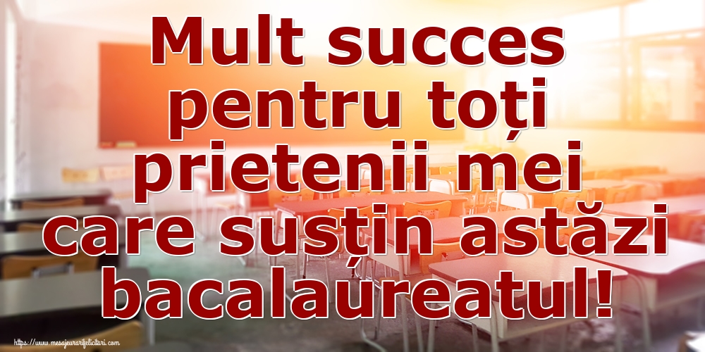 Mult succes pentru toți prietenii mei care susțin astăzi bacalaureatul!