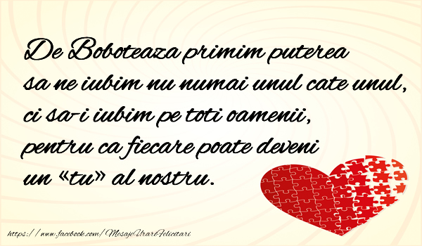 De Boboteaza primim puterea  sa ne iubim nu numai unul cate unul,  ci sa-i iubim pe toti oamenii,  pentru ca fiecare poate deveni  un «tu» al nostru.
