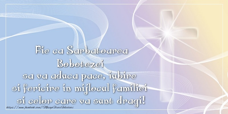 Fie ca Sarbatoarea Bobotezei sa va aduca pace, iubire si fericire in mijlocul familiei si celor care va sunt dragi!