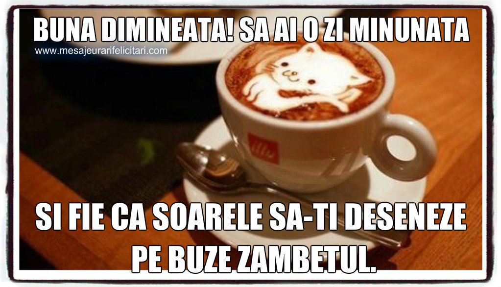 Buna dimineata! Sa ai o zi minunata si fie ca soarele sa-ti deseneze pe buze zambetul.