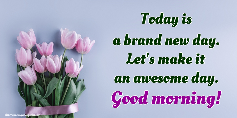 Felicitari de buna dimineata - Today is a brand new day. Let's make it an awesome day. Good morning! - mesajeurarifelicitari.com