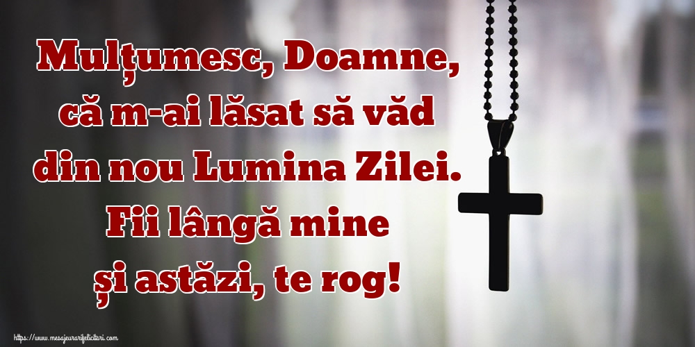 Mulțumesc, Doamne, că m-ai lăsat să văd din nou Lumina Zilei. Fii lângă mine și astăzi, te rog!