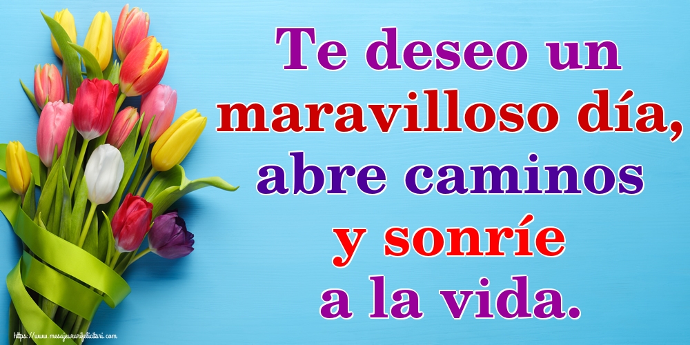 Felicitari de buna dimineata - Te deseo un maravilloso día, abre caminos y sonríe a la vida. - mesajeurarifelicitari.com