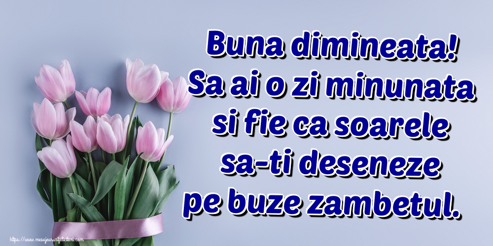 Buna dimineata! Sa ai o zi minunata si fie ca soarele sa-ti deseneze pe buze zambetul.