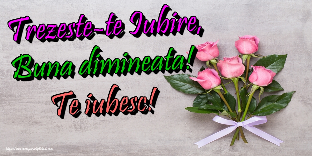 Felicitari de buna dimineata - Trezeste-te Iubire, Buna dimineata! Te iubesc! - mesajeurarifelicitari.com