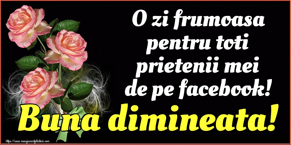 O zi frumoasa pentru toti prietenii mei de pe facebook! Buna dimineata!