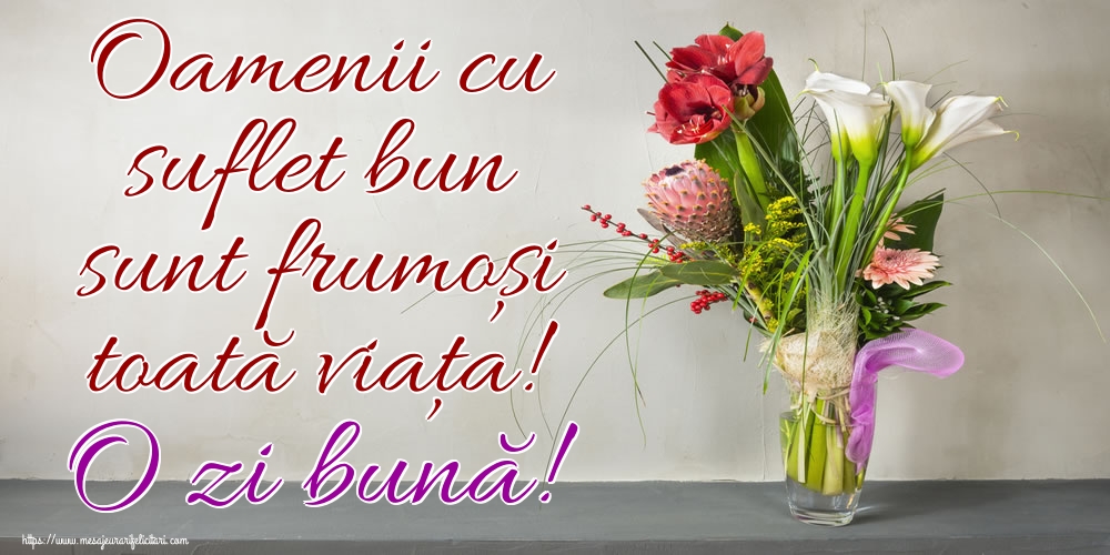 Felicitari de buna dimineata - Oamenii cu suflet bun sunt frumoși toată viața! O zi bună! - mesajeurarifelicitari.com