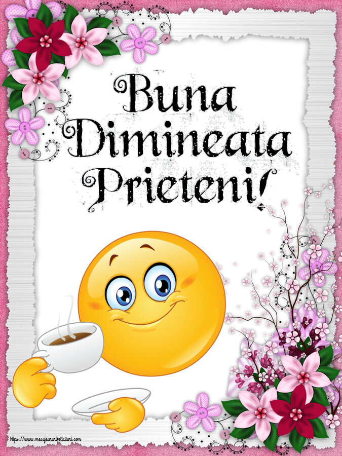 Buna dimineata Buna Dimineata Prieteni! ~ emoticoană care bea cafea