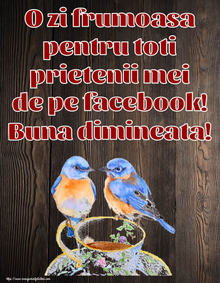 Buna dimineata O zi frumoasa pentru toti prietenii mei de pe facebook! Buna dimineata! ~ cană de cafea cu pasărele